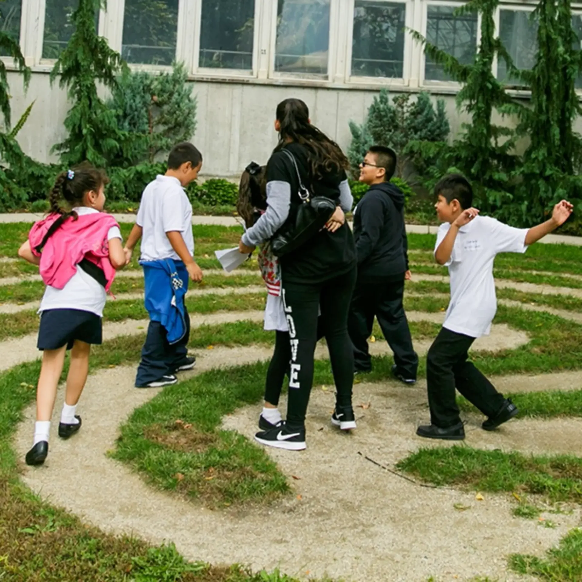 Group of children on the Labyrinth