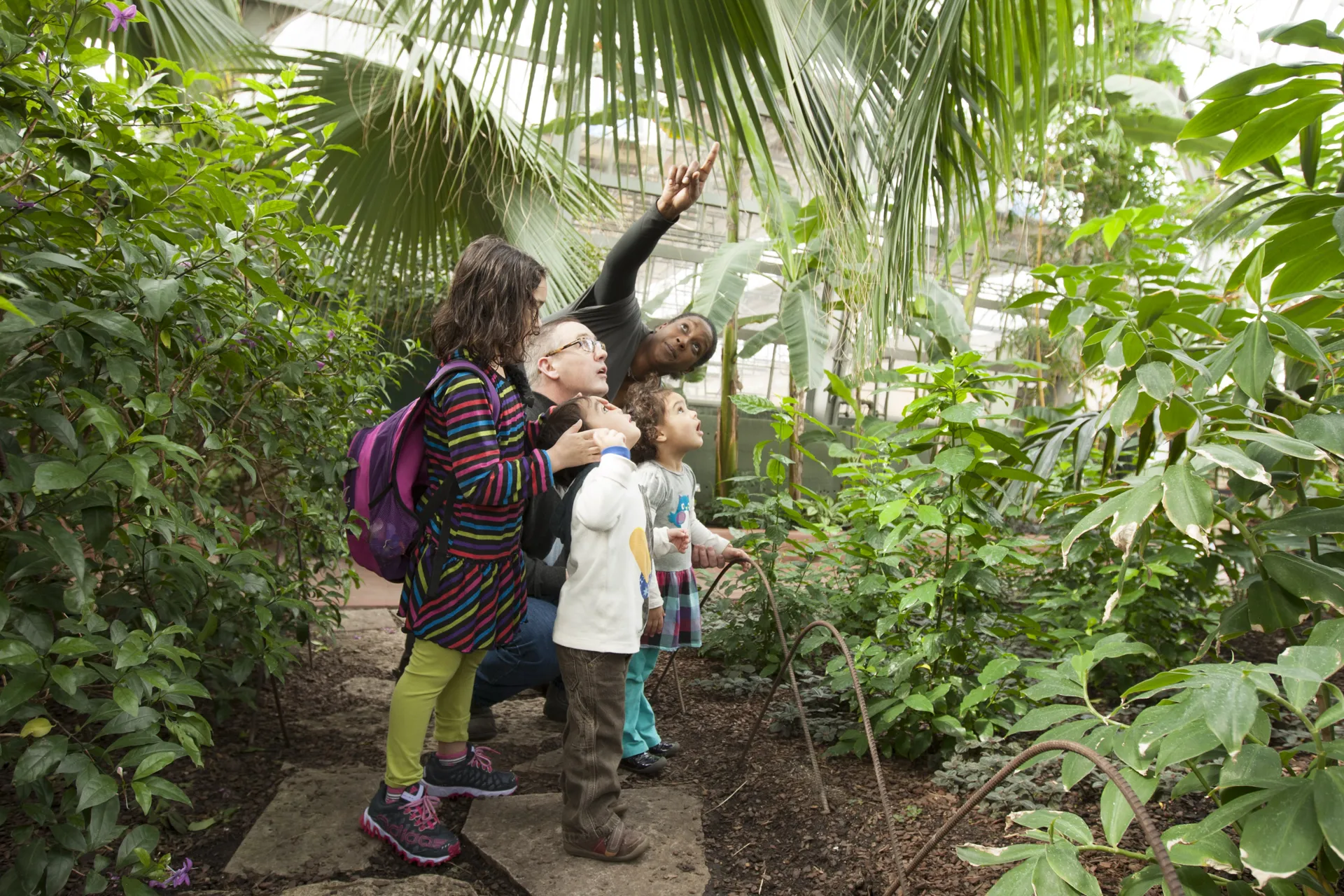 A family exploring the collection.